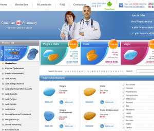 Classical "pharmacy" site selling fake Viagra, Cializ and other pills